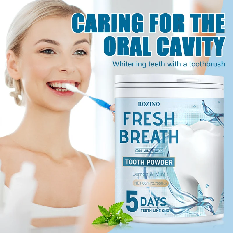 Tooth Powder for Teeth Whitening and Fresh Breath Lemon & Mint Flavor 80ml