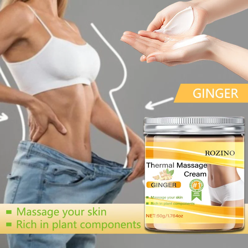 Thermal Massage Cream ROZINO Ginger Workout Enhancer for Abs and Skin Firming 50g