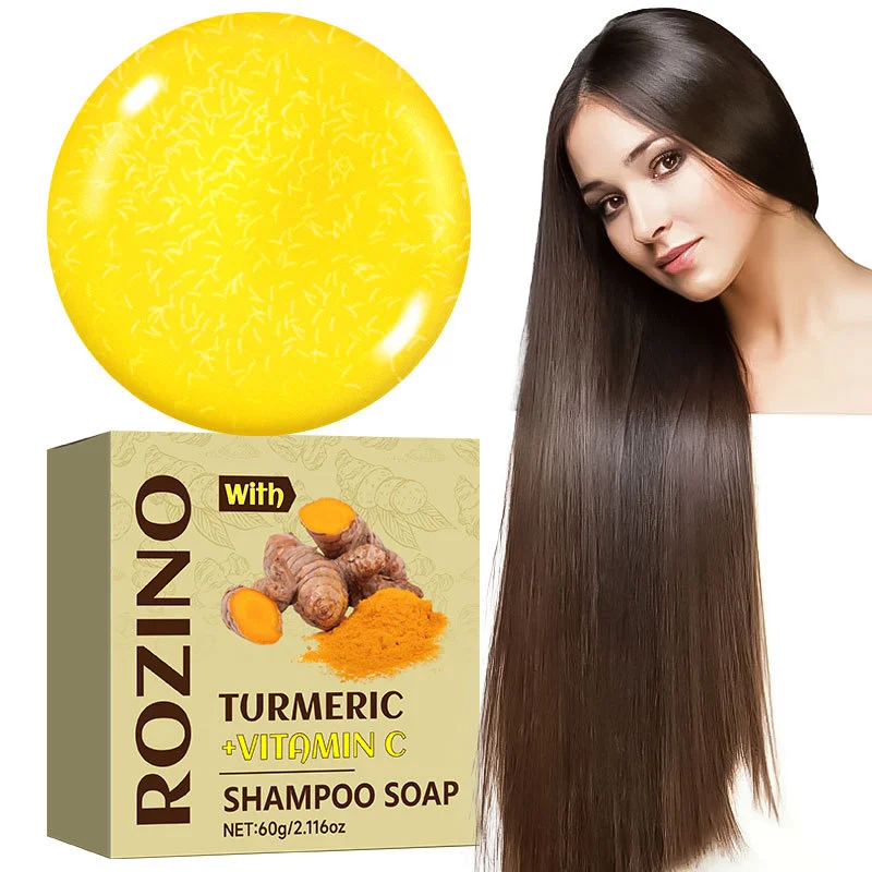 Turmeric Vitamin C Shampoo Soap - Gentle Cleansing & Moisturizing Herbal Bar for Hair and Body - 60g ROZINO