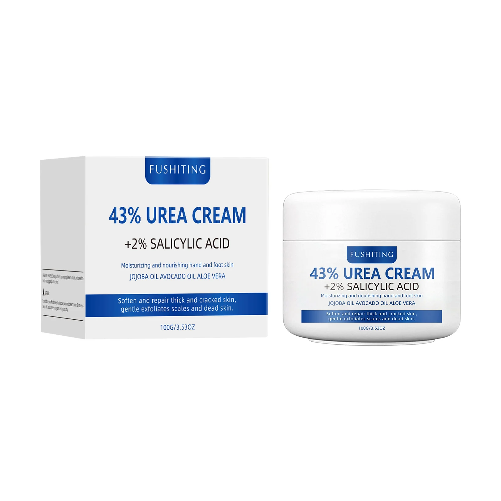 Urea Cream 43% for Cracked Feet and Hands, FUSHITING Intensive Moisturizing Repair Cream with 2% Salicylic Acid, 100g