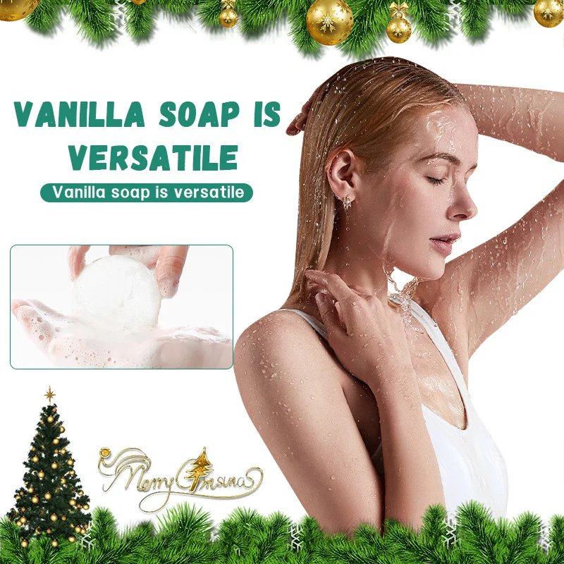 Vanilla Soap ROZINO Christmas Herbal 3-in-1 Cleaning Bar for Hair, Face, and Body