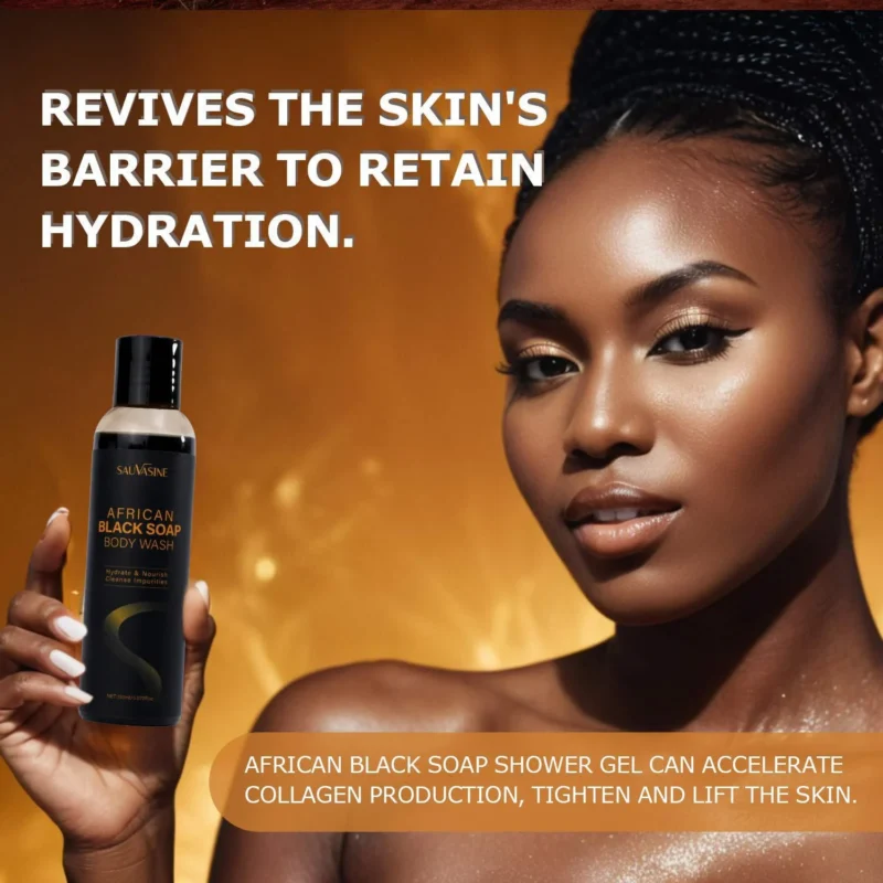 African Black Soap Body Wash for Deep Cleansing & Hydrating - 150ml SAUVASINE Moisturizing Shower Gel
