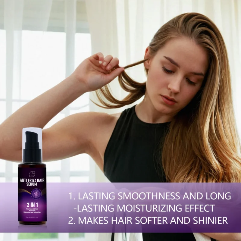 Anti-Frizz Hair Serum 2-in-1 Heat Protectant for Smooth & Shiny Hair 60ml