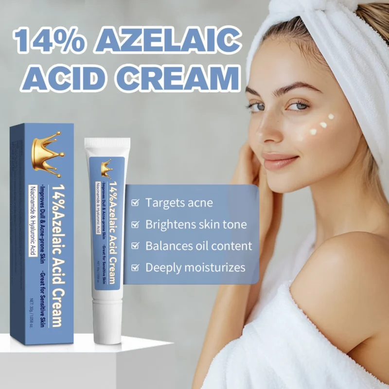 Azelaic Acid Cream 14% - Acne Treatment & Dark Spot Corrector with Niacinamide & Hyaluronic Acid - Oil Control Face Moisturizer for Sensitive Skin (30g)