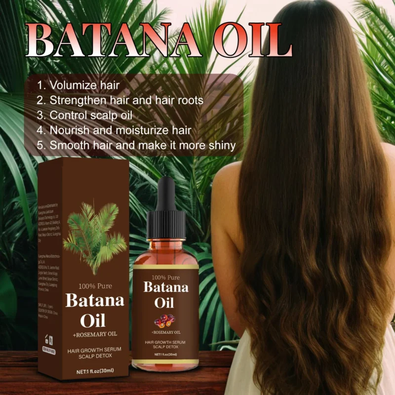 Batana Oil for Hair Growth Serum with Rosemary Oil 100% Pure Scalp Detox Treatment for Dry Damaged Hair 30ml