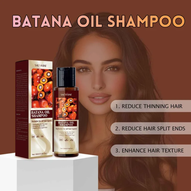 Batana Oil Shampoo Hair Growth & Repair with Biotin & Vitamin E - Hydrating Anti-Dandruff Cleanser for Damaged Hair (100ml)