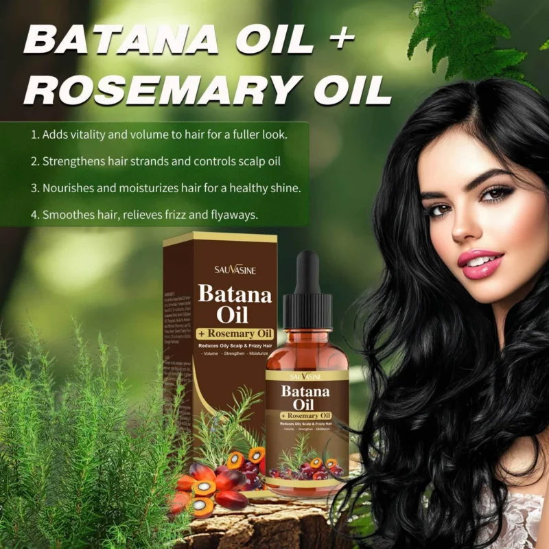 Batana Oil & Rosemary Oil Hair Treatment for Growth, Volume, and Frizz Control (30ml)