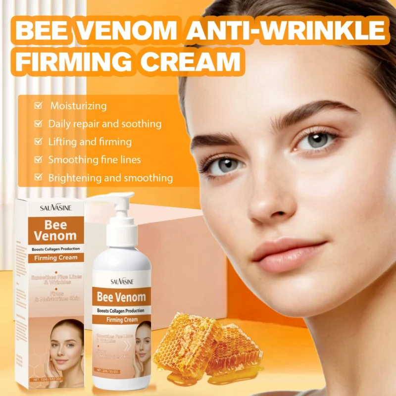 Bee Venom Anti-Wrinkle Firming Cream for Face & Body - Deeply Moisturizing & Collagen Boosting Skin Repair (100g)