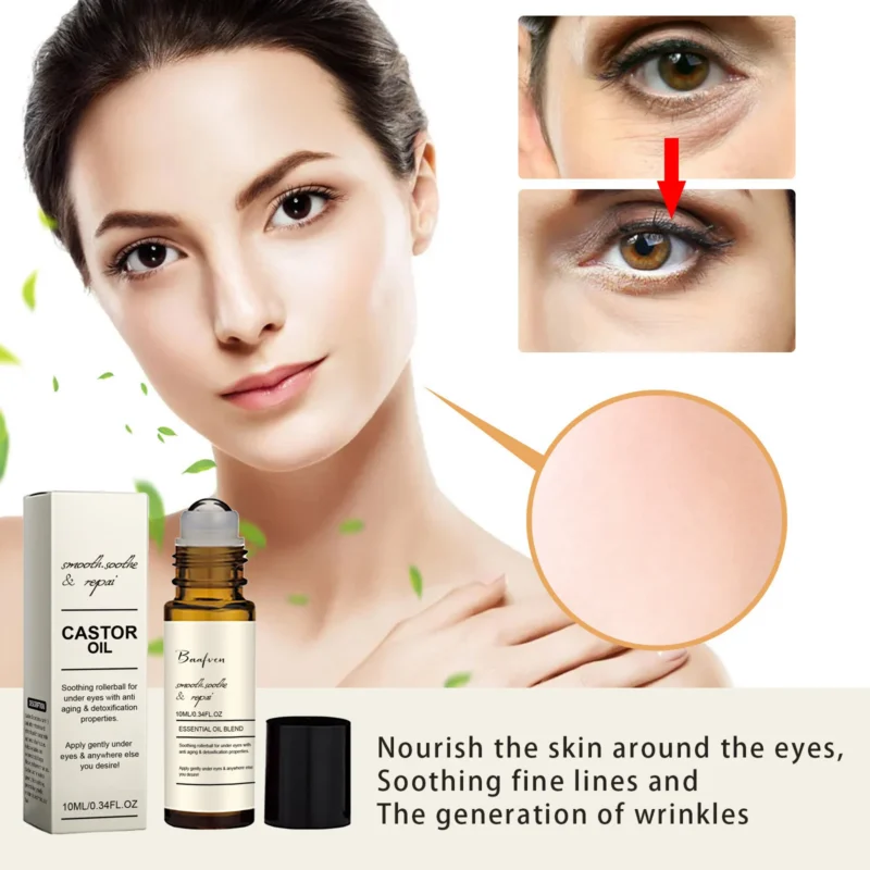 Castor Oil Eye Roller Serum Firming & Anti-Aging Treatment for Dark Circles and Puffiness 10ml