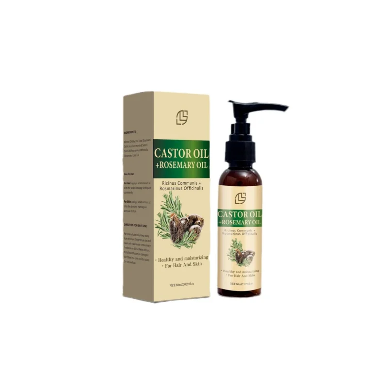 Castor Oil and Rosemary Oil for Hair Growth and Repair - Nourishing Scalp & Anti-Frizz Serum (60ml)