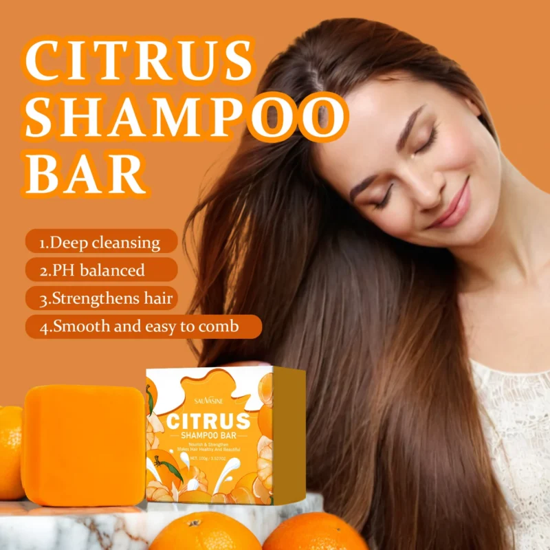 Citrus Shampoo Bar for Hair Nourishing and Strengthening 100g PH Balanced