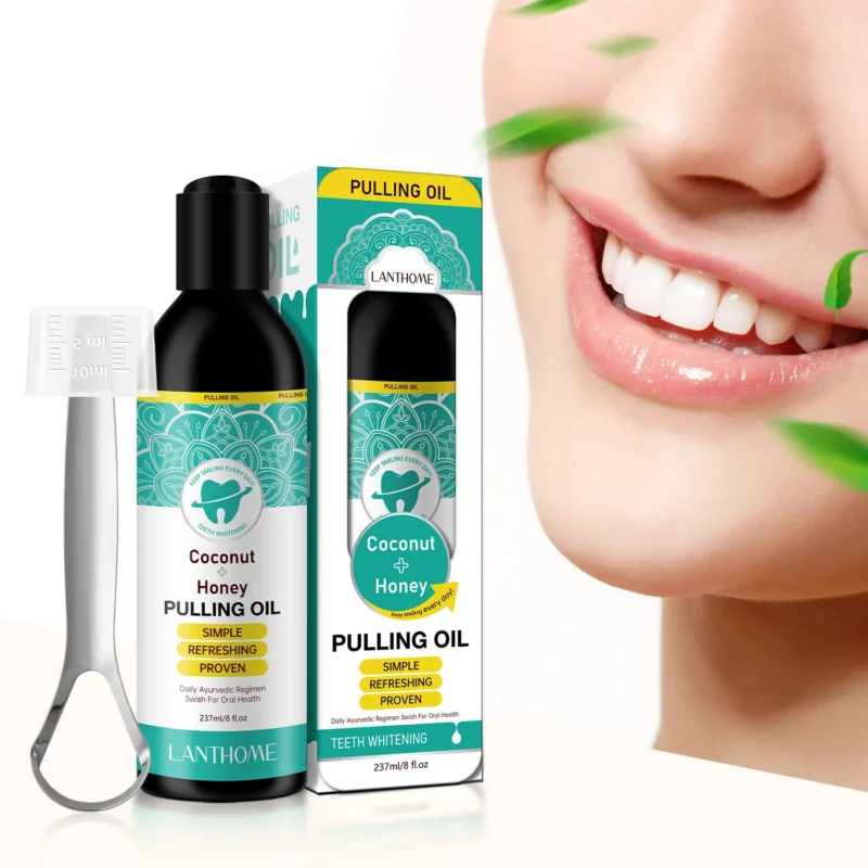 Coconut Oil Pulling Mouthwash for Teeth Whitening and Oral Health - 237ml Ayurvedic Formula with Honey