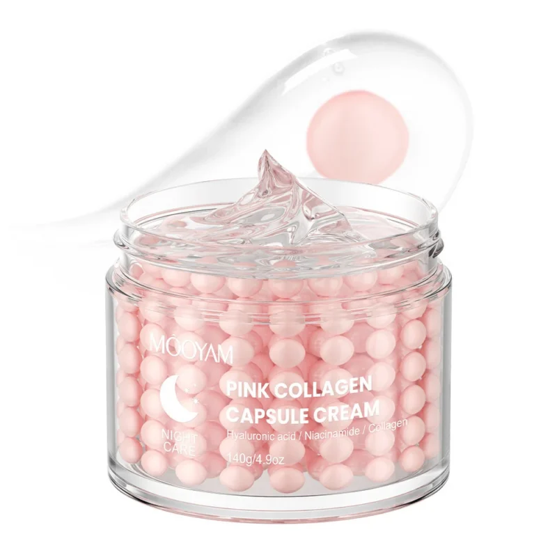 Collagen Capsule Cream MOOYAM Pink Collagen Night Moisturizer for Firming & Brightening (140g)