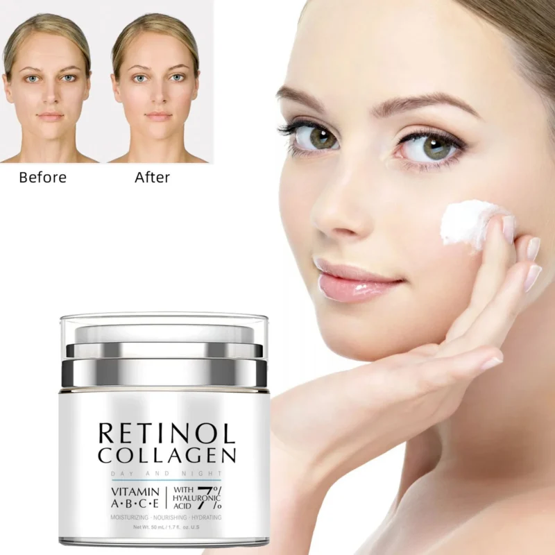 Collagen Moisturizing Face Cream with Retinol and Hyaluronic Acid - Firming & Hydrating Day and Night Nourishing Cream (50ml)