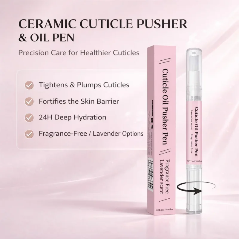 Cuticle Oil Pusher Pen 2-in-1 Ceramic Tip Nail Repair Treatment with Jojoba & Vitamin E 2ml