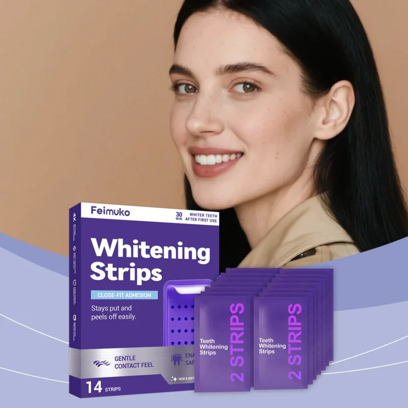 Teeth Whitening Strips Feimuko Purple Brightening Dental Care Kit 14 Strips
