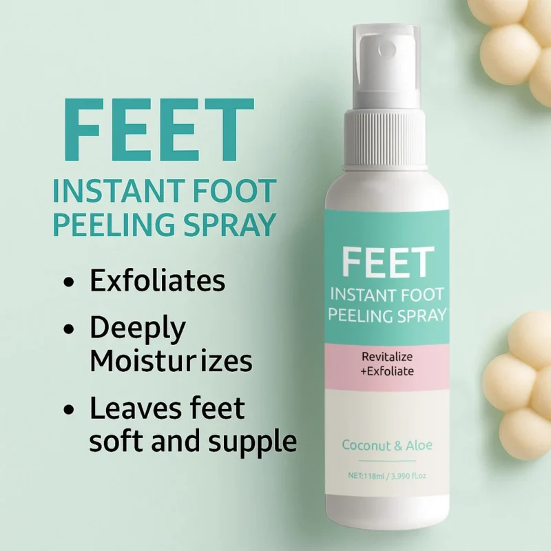 Foot Peeling Spray Instant Dead Skin Remover Exfoliating Foot Care with Coconut & Aloe