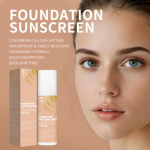 Foundation Sunscreen SPF 50 – Lightweight Waterproof UV Protection & Long-Lasting Makeup Base (30g)