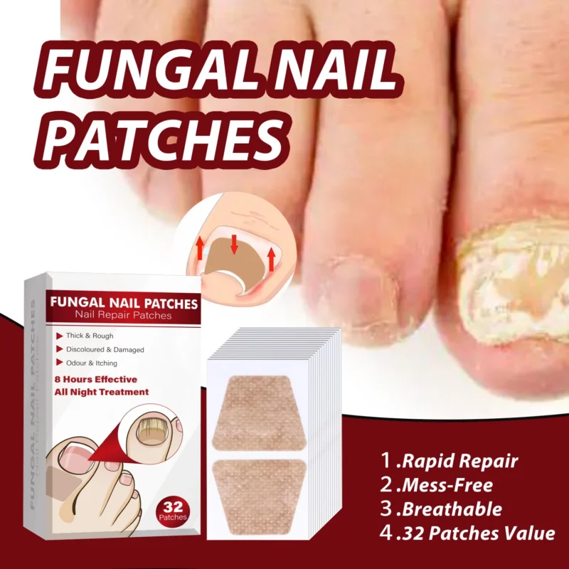 Fungal Nail Repair Patches for Discoloured and Damaged Nails - 32 Count Overnight Treatment