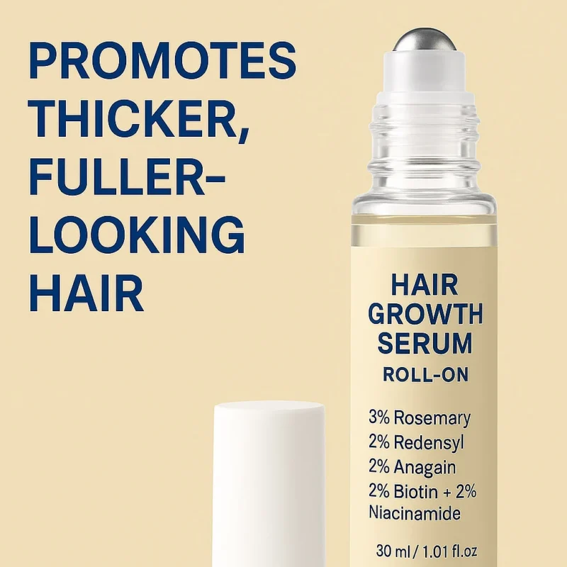 Hair Growth Serum Roll-On for Thicker Fuller Hair with 3% Rosemary & Biotin