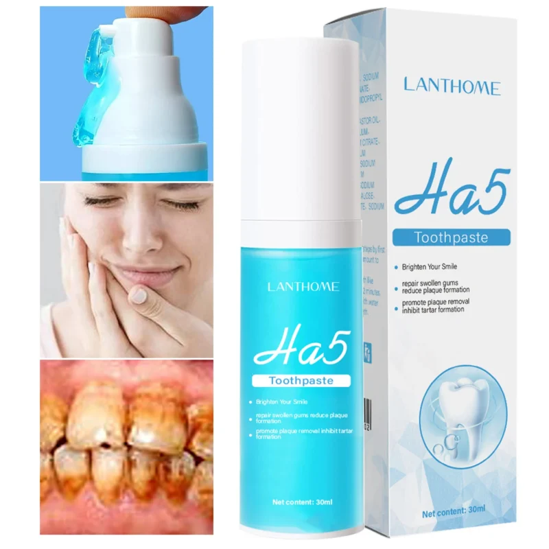 Hyaluronic Acid Toothpaste HA5 Gum Repair & Whitening - Anti-Plaque Oral Care Gel 30ml