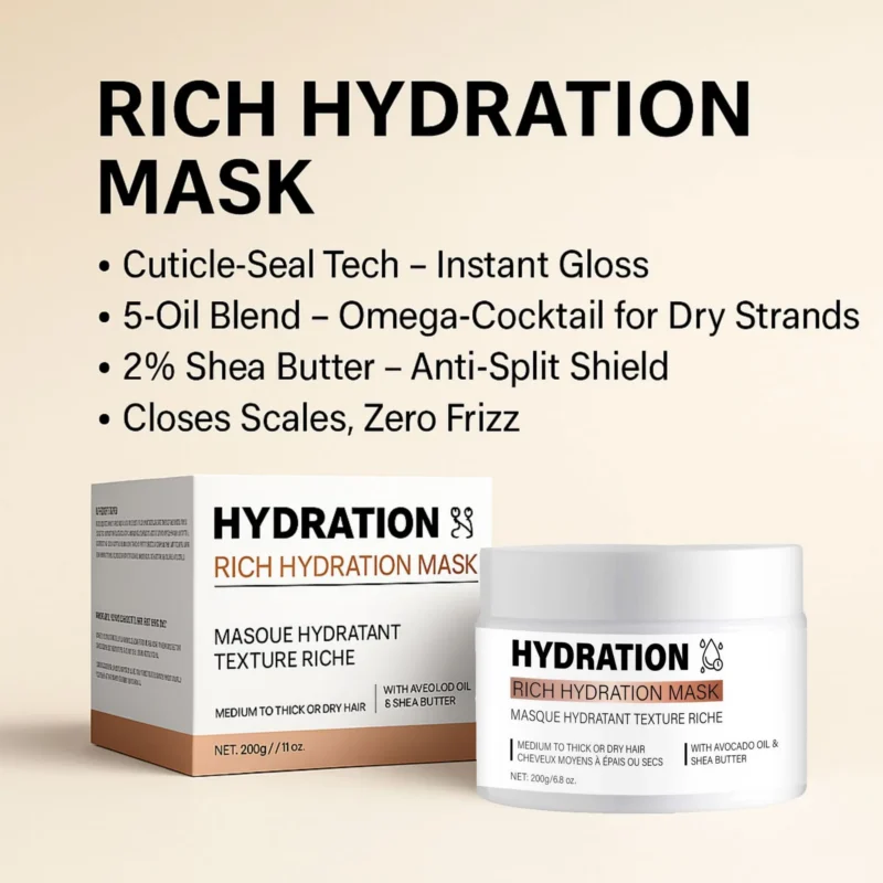 Hydrating Hair Mask for Dry Thick Hair with Shea Butter & Avocado Oil - Deep Conditioning Anti-Frizz Treatment (200g)