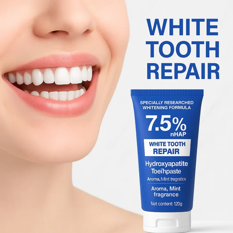 Hydroxyapatite Toothpaste for Enamel Repair and Teeth Whitening with 7.5% nHAP
