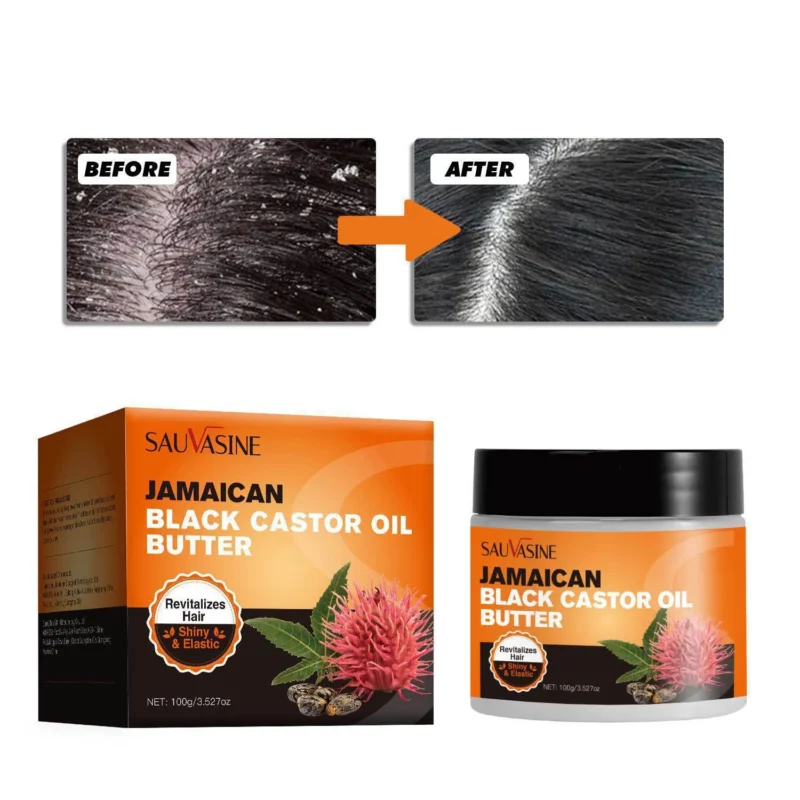 Jamaican Black Castor Oil Butter Hair Treatment - Deep Moisturizing Scalp Care & Smoothing Cream with Shea Butter & Argan Oil (100g)