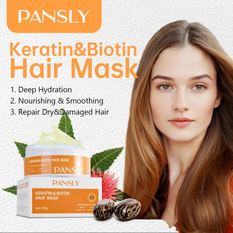 Keratin & Biotin Hair Mask for Deep Hydration and Damaged Hair Repair - Pansly 100g