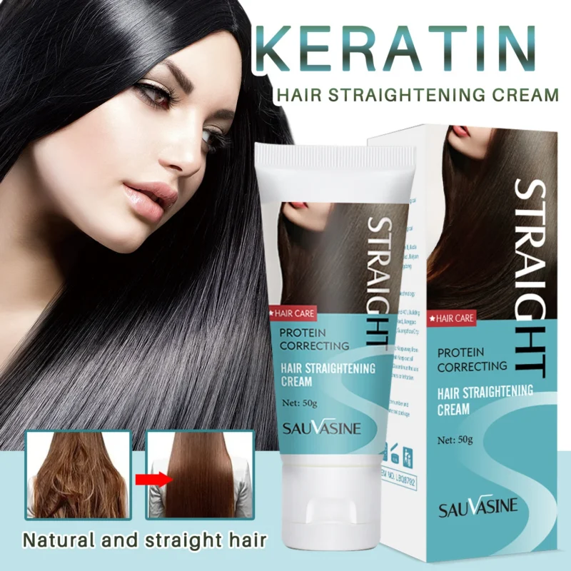 Keratin Hair Straightening Cream Protein Correcting Smoothing Treatment for Frizz-Free Natural Hair
