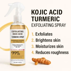 Kojic Acid Turmeric Exfoliating Spray - Instant Brightening & Smoothing Body Peeling Mist