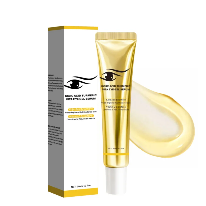 Kojic Acid Turmeric Eye Gel Serum - Brightening Under Eye Treatment with Vitamin C & Caffeine (30ml)