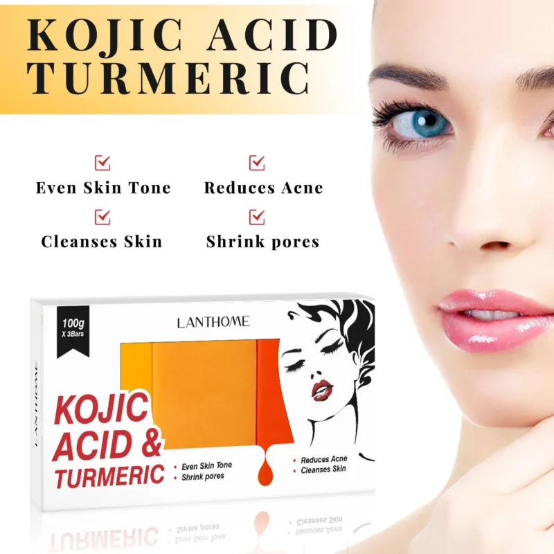 Kojic Acid & Turmeric Soap Bar for Acne & Dark Spots - Skin Brightening Face & Body Wash