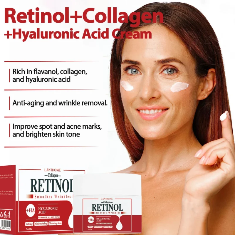 Retinol Face Cream Anti-Aging Moisturizer with Collagen & Hyaluronic Acid for Wrinkle Removal and Brightening