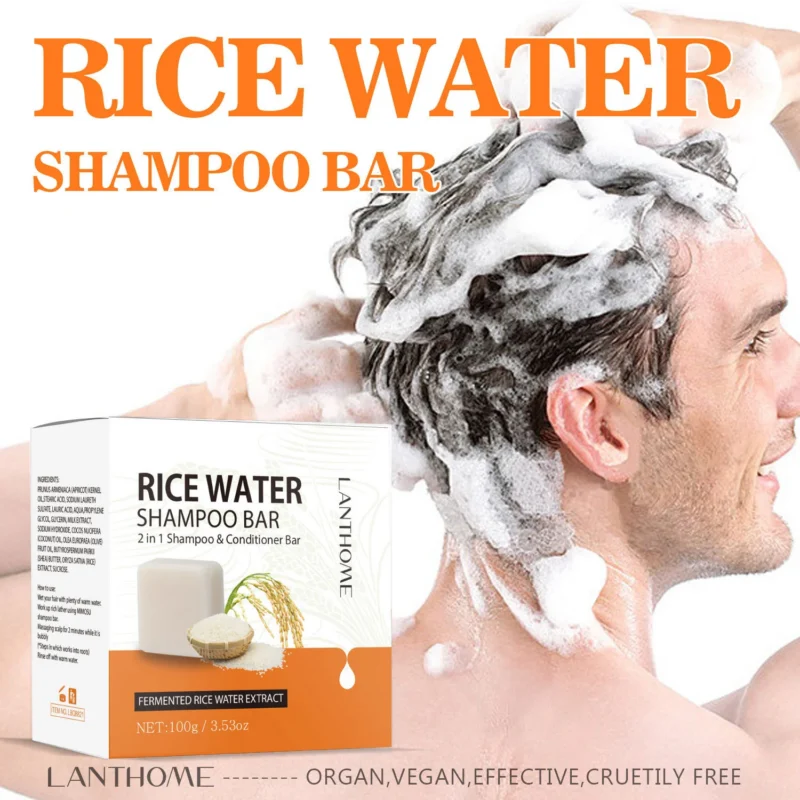Rice Water Shampoo & Conditioner Bar - Fermented Hair Growth Treatment - Vegan 2-in-1 Soap (100g)