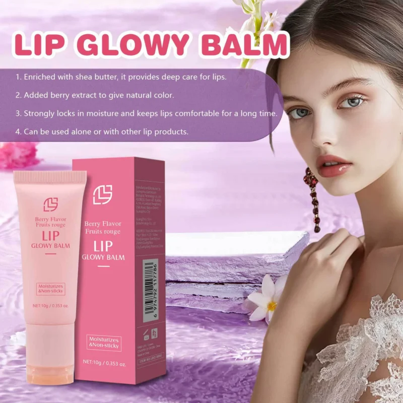 Lip Glowy Balm Berry Flavor Moisturizing Lip Gloss with Shea Butter for Dry Lips
