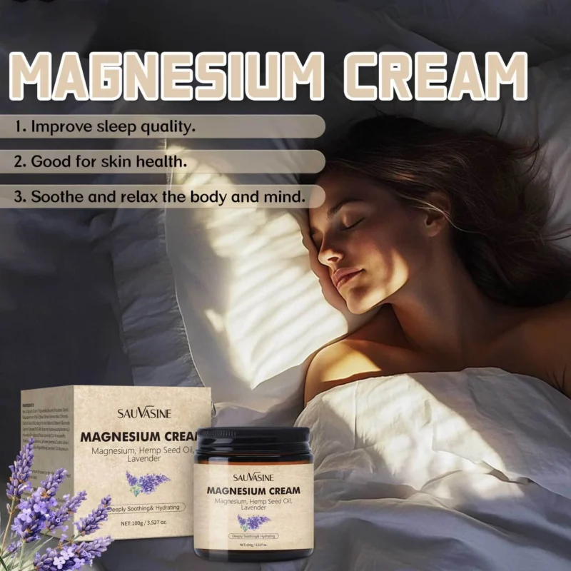 Magnesium Cream for Sleep and Muscle Relaxation with Hemp Seed Oil & Lavender, Deeply Hydrating Night Cream - 100g