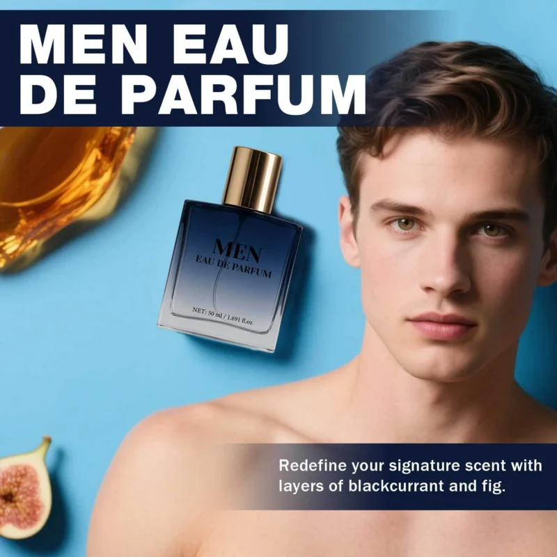 Men Eau de Parfum Long Lasting 8-Hour Scent - Blackcurrant & Fig Neutral Fragrance 50ml