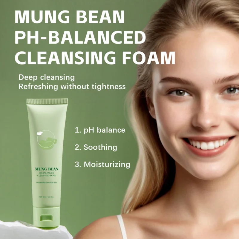 Mung Bean pH-Balanced Cleansing Foam Soothing Pore Cleanser for Sensitive Skin (100ml)