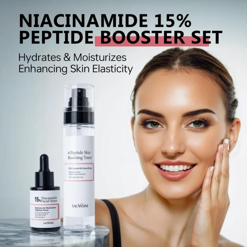 Niacinamide 15% Peptide Booster Set for Pore Minimizing and Skin Repairing - Sauvasine 2-Piece Hydrating Kit