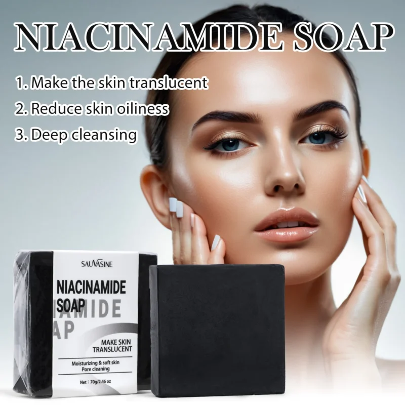 Niacinamide Soap for Skin Brightening and Deep Cleansing - SAUVASINE 70g Moisturizing Handmade Bar