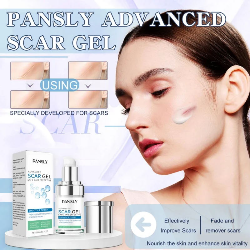 Scar Gel Repair Cream - Pansly Advanced Formula for Face & Body, Fades Acne, Burns, Surgical Scars & Stretch Marks (15ml)