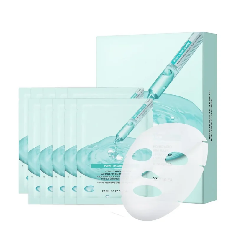 PDRN Hyaluronic Acid Serum Mask for Deep Hydration and Luminous Glow, Anua Capsule 100 Skin Plumping Treatment