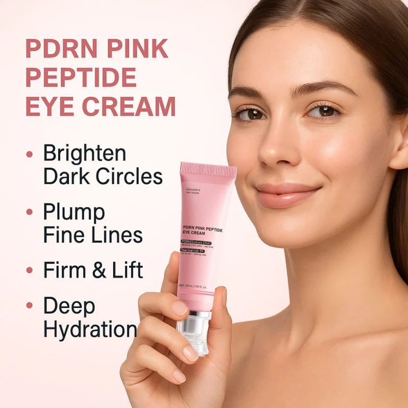 PDRN Pink Peptide Eye Cream for Dark Circles and Fine Lines - Brightening & Firming Eye Treatment with 5% Niacinamide & Retinol (30g)