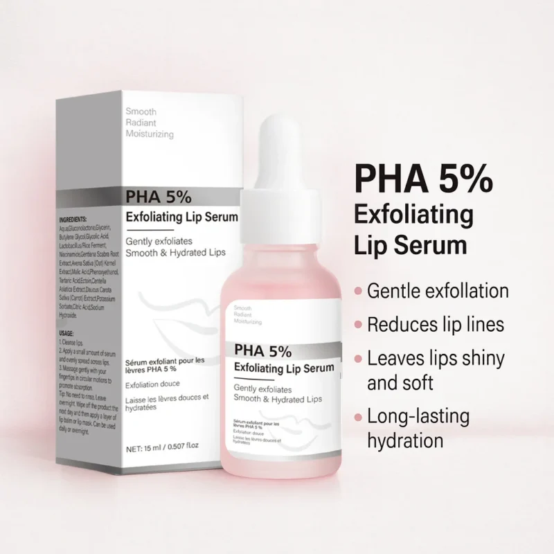 PHA 5% Exfoliating Lip Serum for Smoothing, Hydrating and Reducing Lip Lines - 15ml