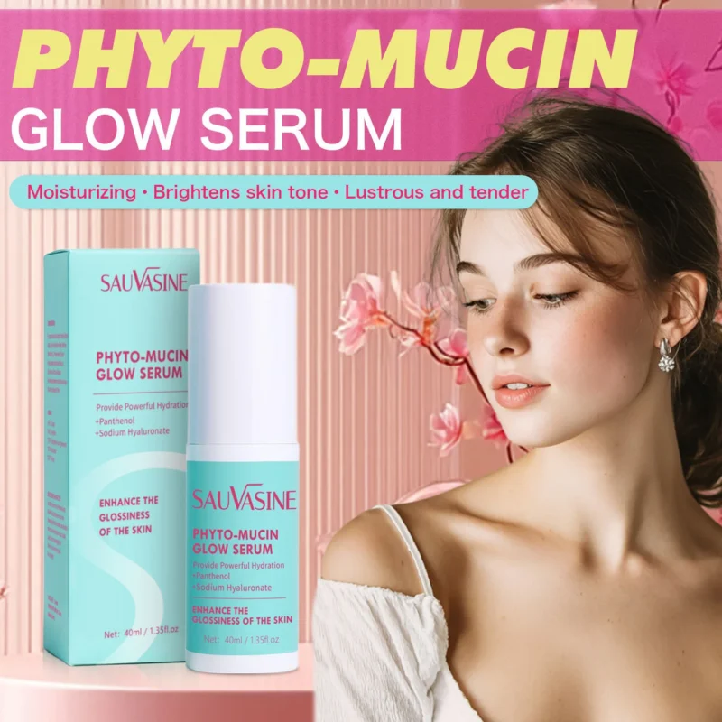 Phyto-Mucin Glow Serum for Face Brightening and Deep Hydration - SAUVASINE 40ml Essence with Panthenol & Sodium Hyaluronate