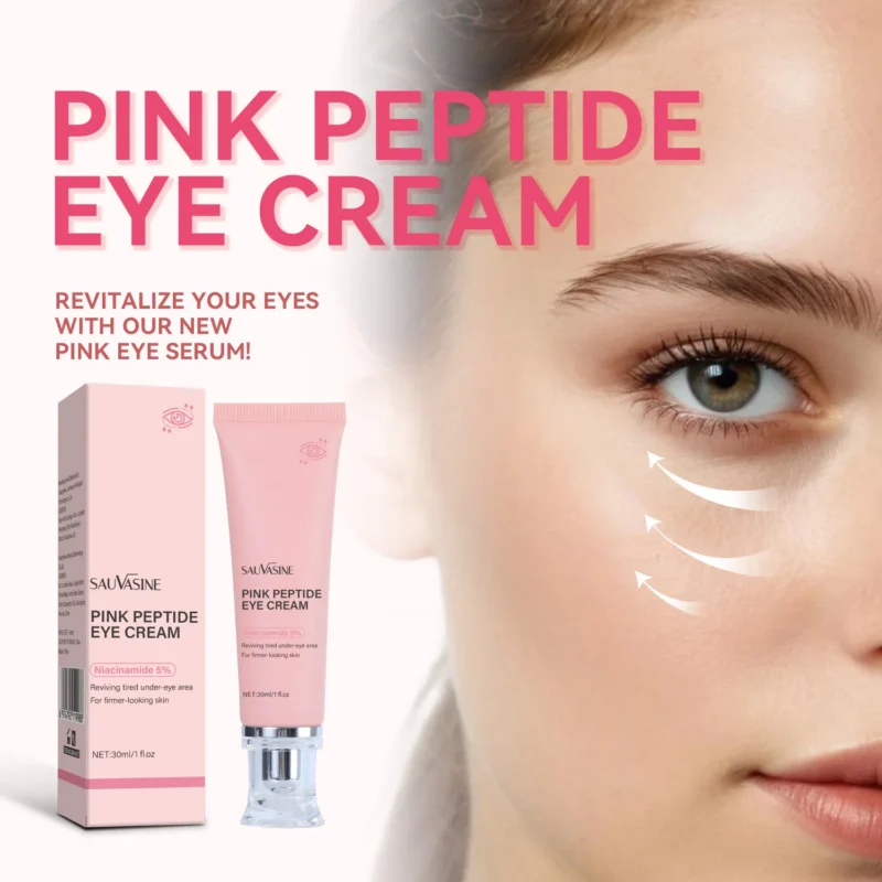 Pink Peptide Eye Cream for Dark Circles and Puffiness - 5% Niacinamide Firming Eye Serum 30ml