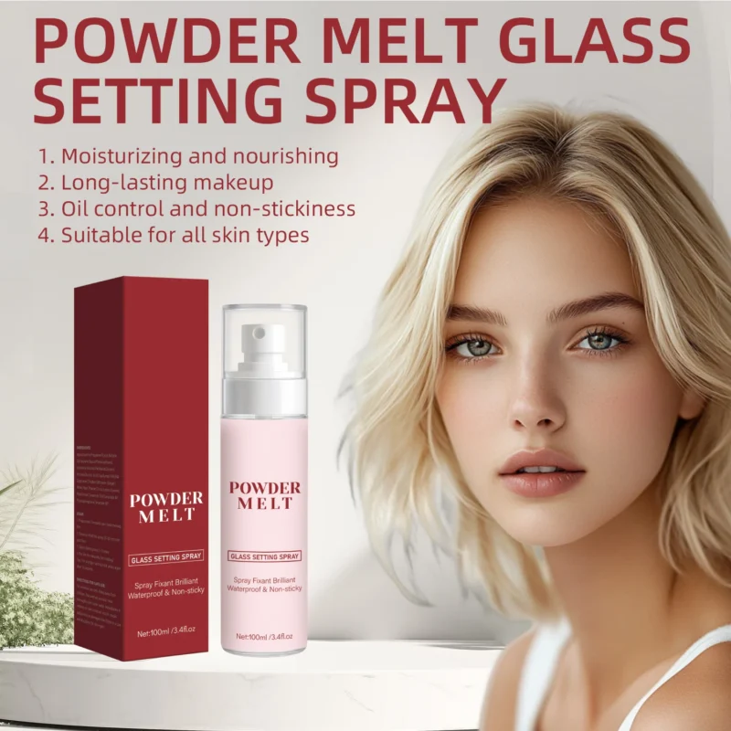 Setting Spray Powder Melt Glass Long-lasting Makeup Fixer with Oil Control & Moisturizing Effect