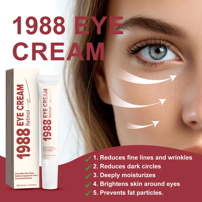 Retinol Eye Cream for Dark Circles and Fine Lines - 1988YE 30ml Anti-Aging & Moisturizing Treatment
