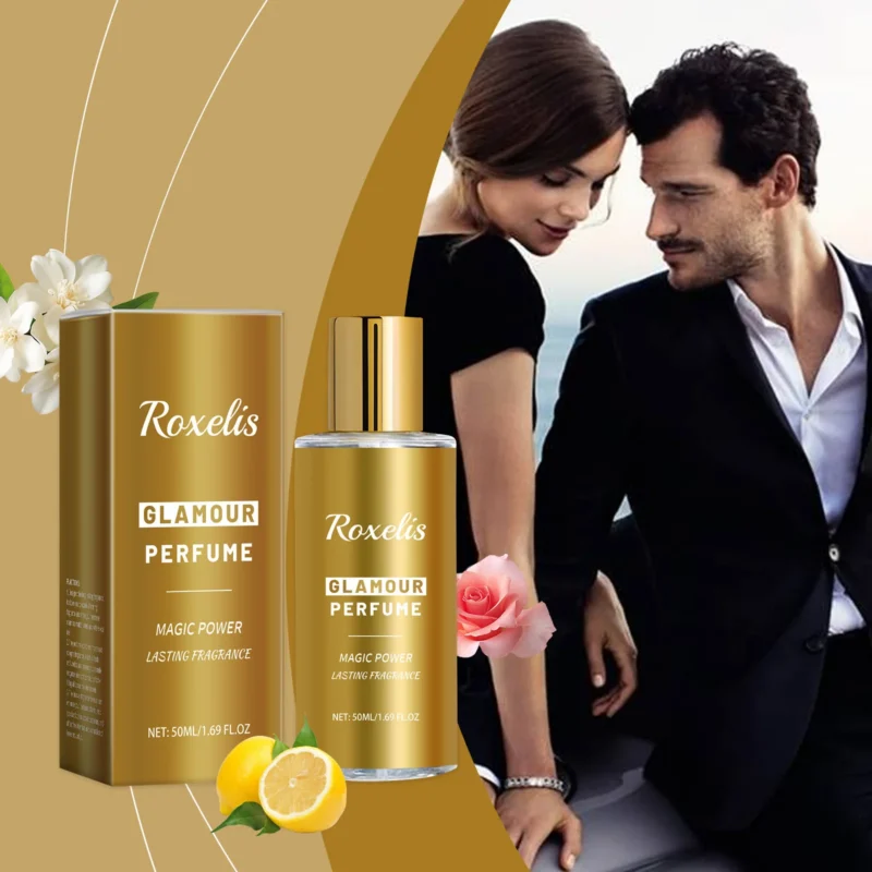 Roxelis Glamour Perfume 50ml - Long Lasting Cologne with Rose & Jasmine Extracts - Elegant Date Night Fragrance Spray